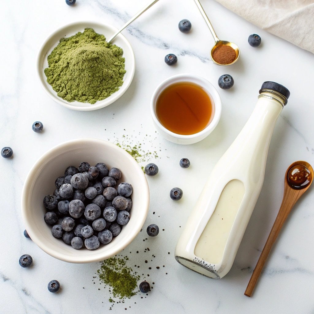 matcha-blueberry-creami-ingredients Ninja Creami machine spinning matcha blueberry pint