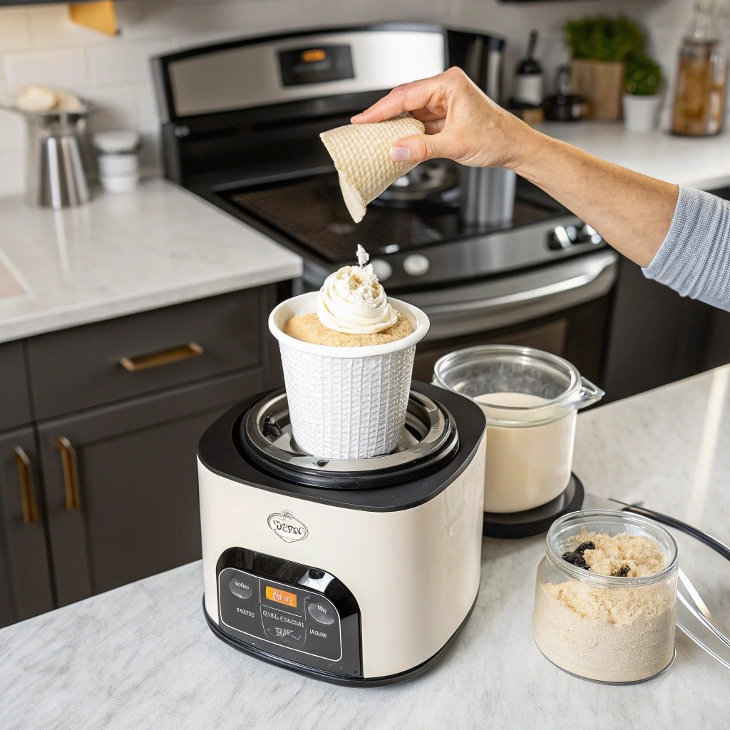 ninja-creami-in-action Ninja Creami spinning protein ice cream pint