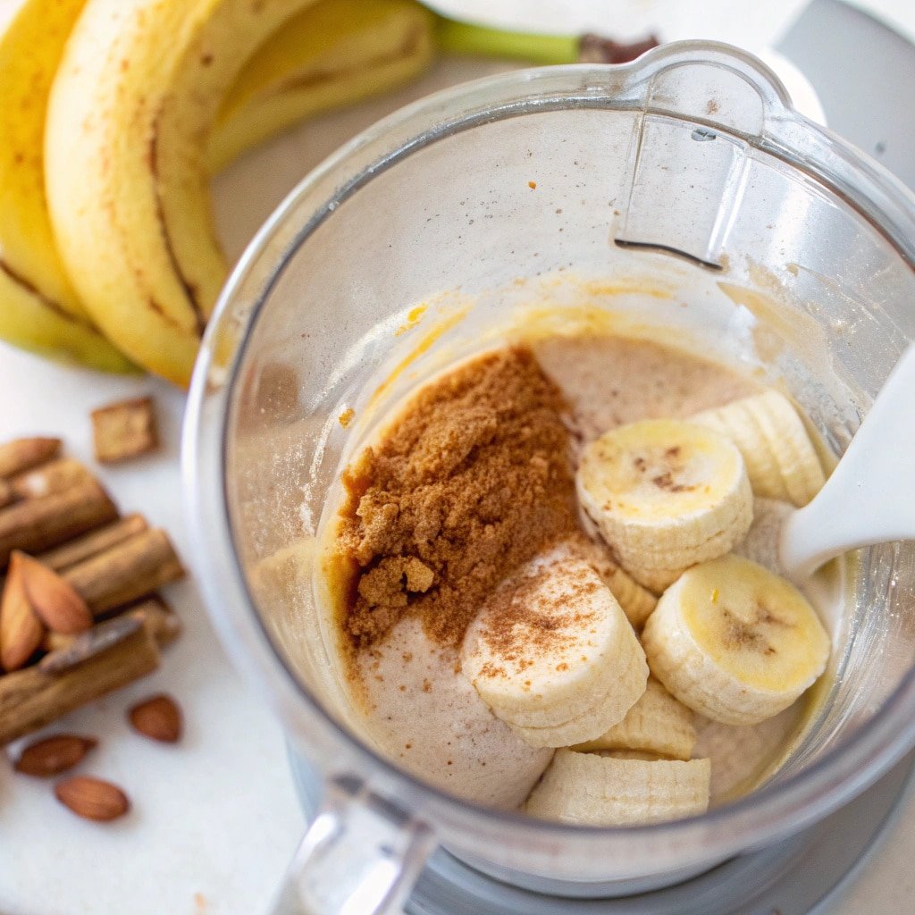 step1-blend-base-creami Blending base for banana cinnamon creami